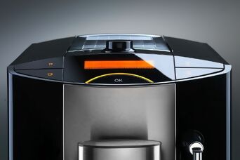 Nahaufnahme eines Kaffeemaschinen-Anzeigemoduls