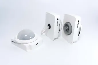 Three SENSOTEC highbay sensors with STEINEL logo and three different connections (Zhaga, cable, Intra)