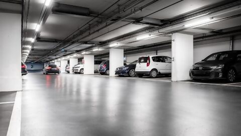 Interior view of an illuminated car park